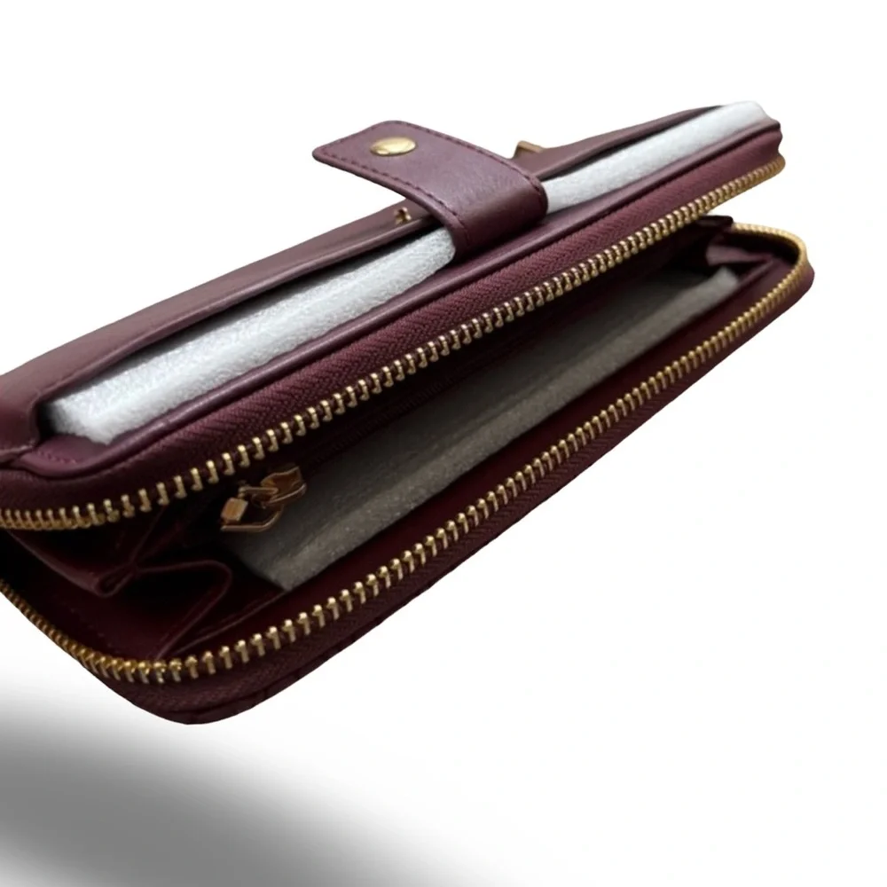 Badgley Mischka Plum Quilted Long Wallet/Phone Pocket & Wristlet